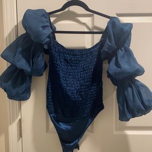 Free people off the shoulder puff sleeve bodysuit!